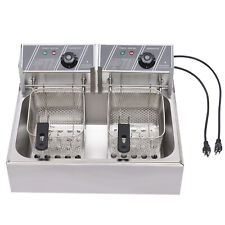 5000w 12l Commercial Restaurant Electric Deep Fryer Dual Tank Stainless Steel