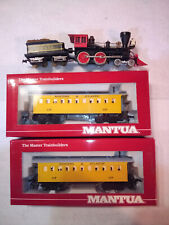 Tyco Ho Gauge Old Time Civil War Steam Engine 4-4-0 General 2x Mantua Coaches