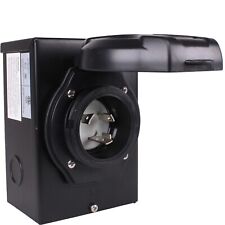 L5-30p 30 Amp Rv Generator Power Cord Inlet Box Outdoor Black 125 Volt 3-prong