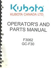 Kubota F3062 Boot Kit And Gc F-30 Grass Catcher Operatorsparts Manual
