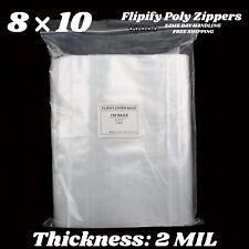 8x10 Clear 2 Mil Zip Bags Poly Plastic Zipper Reclosable Baggie Lock Large