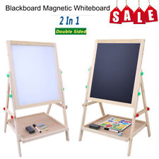 2 In 1 Double Side Baby Kids Child Standing Art Easel Wooden Chalk Drawing Board