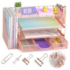 Desk Organizers And Accessories For Women 4-tier Paper Letter Tray Rose Gold