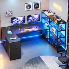 L Shaped Gaming Desk Reversible Corner Computer Desk With 5 Storage Shelves