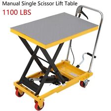 Hydraulic Lift Table Cart 1100 Lbs Manual Single Scissor Lift Table 11 - 35.4