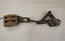 Vintage Cast Iron Wire Fence Stretcher W Block Pulley