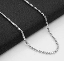 Women Men Black Gold Silver Stainless Steel 2mm Round Box Chain Necklace 12-32
