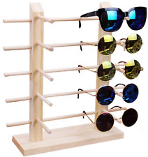 Solid Wood Sunglass Display Holder Wood Rack Double Linen Glass Showcase