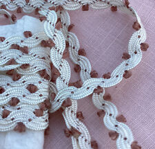 Vintage White Feather Edge Trim With Plum Accent Doll Trim 2 Yards X 14