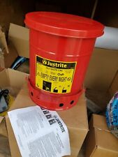 Justrite 09100 Red Galvanized Steel Oily Waste Safety Can W Foot Lever 6 Gal.