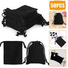 50pcs Black Velvet Drawstring Pouch Jewelry Gift Wedding Party Favors String Bag