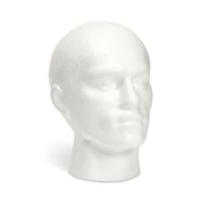Male Foam Head Form Mannequin Display For Masks Hats Wigs White 9x11 In