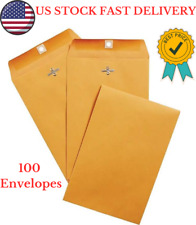 100 Pcs Clasp Envelopes 6x9 28lb Kraft Shipping Mailing Gummed Business Manila