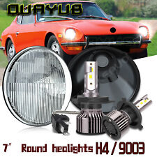Round 7 Led Headlight High Low H4 Bulbs 6000k For Datsun 240z 260z 280z 280zx