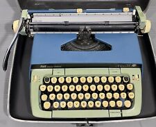 Vintage Smith Corona Galaxie Twelve 12 Typewriter Manual Blue With Case