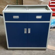 Laboratory Cabinet 3ft.  Two-tone Navy Color With Gray Trim