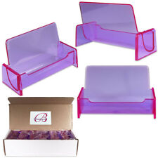 12pcs Clear Purple Acrylic Office Business Card Holder Display Stand Desktop
