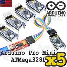 5 X Arduino Mini Mega328p With Ft232 Ttl Programmer With Cables - Mini Funduino