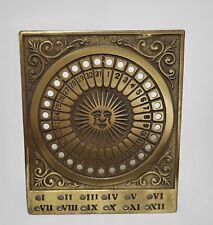 Vintage Ornate Brass Perpetual Calendar Desk Table Sundial Sun No Pegs
