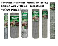 Galvanized Poultry Net - Metal Mesh Fencing Chicken Wire 2 Holes - Many Sizes