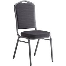 Crown Back Stacking Banquet Chair With Black Pattern Fabric Silver Vein Frame