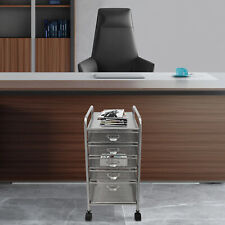 Rolling File Cabinet 5 Drawers Silver Office File Storage Organizer With Wheels
