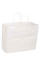 Large White Kraft Paper Shopping Bags - Case Of 25