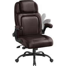 Home Office Faux Leather Executive Chair With Flip-up Armrests Computer Chair