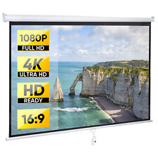 80 Projection Screen Manual Pull Down Projector Movie Theater 169 Hd For Home