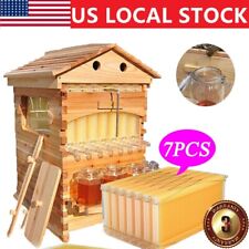 Wood Langstroth Bee Hives Boxes House 7x Free Flow Bee Frames Beekeeping Frame