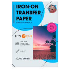 10 Sheets Iron Heat Transfer Paper 8.5 X 11 Printable For Light White Fabrics
