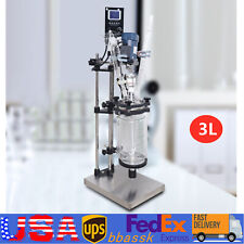 3l Digital Jacketed Chemical Glass Reactor 2 Layers Lab Reaction Vessel 680rmin