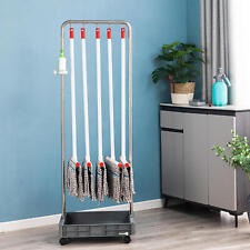 Janitorial Carts On Wheels - Broom Mop Holder Organizer Efficient And Convenient