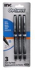 New Inc Optimus Felt Tip Pens Fine Point 1 Pack Of 3 Pens Optimus Black Ink