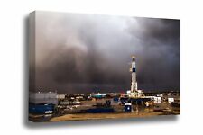 Oilfield Canvas Wall Art - Drilling Rig In Storm In Oklahoma Oil And Gas Decor