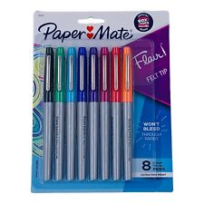 Paper Mate Flair Felt Tip Pen Ultra Fine Point Assorted Vivid Colors 8 Pens