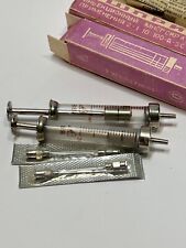Syringe 2 Ml Injection Multiple Use 2 Pcs Old Medical Instrument Ussr.