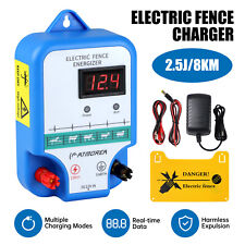 Ac Powered Fence Charger Lcd Display 2.5j Electric Fence Energizer For Livestock
