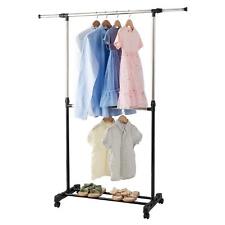 Rolling Clothes Rack Single Or Double Rail Hanging Garment Display Adjustable