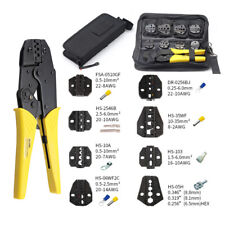 Ratchet Crimping Tool Kit Cable Wire Electrical Terminals Crimper Plier W 8dies