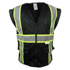 Reflective Mesh Black Two Tones Safety Vest With Multi Pocket Tool
