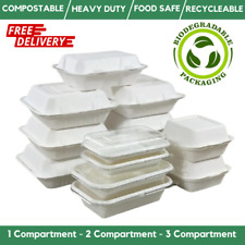 White Bagasse Food Containers Biodegradable Takeaway Containers 100 Compostable
