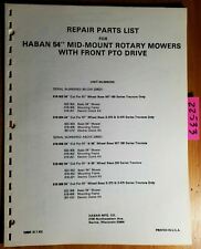 Haban 54 Mid-mount Rotary Mower With Front Pto Drive Parts Catalog Manual 883