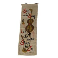 Plowshares Be By Hand Linen Psalm 33 Wall Hanging Banner Mid Century Vtg Rare