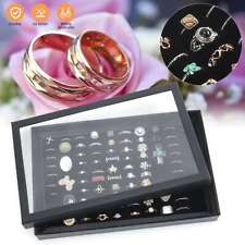 100 Slots Jewelry Ring Display Organizer Tray Holder Earrings Storage Box Case
