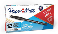 Paper Mate Erasermate Erasable Pen Medium Point Black Box Of 12