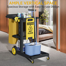 Homiflex 3-shelf Cleaning Cart Commercial Traditional Janitorial Cart Wpvc Bag