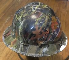 Msa V-gard Camouflage Full Brim Hard Hat W Fastrac Ratchet Suspension Medium