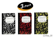 3 Pack Compositionnotebook Book Wide Ruled Paper100 Sheets 9-34x7-12