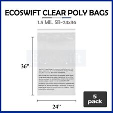 5 24x36 Large Self Seal Suffocation Warning Clear Poly Bags 1.5mil Free Shipping